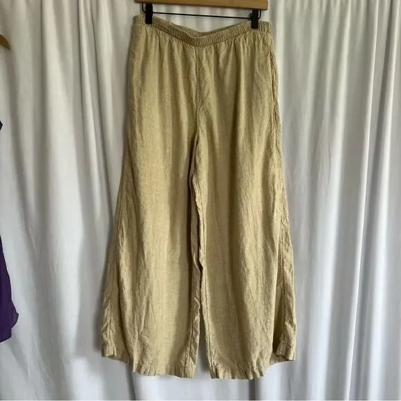 ANTHROPOLOGIE Wide Leg Linen Blend Pants size Small Oversized 15” waist - Picture 2 of 9